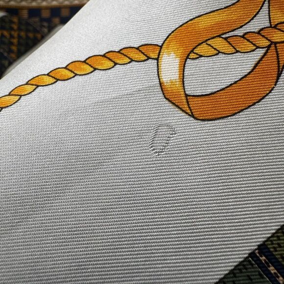 Vintage FENDI 100% Silk Scarf Tassel Rope Print 35x33” - Picture 10 of 14